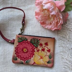 Anna by Anuschka Hand Painted Genuine Leather Coin Purse - Summer Bloom 4"x6"